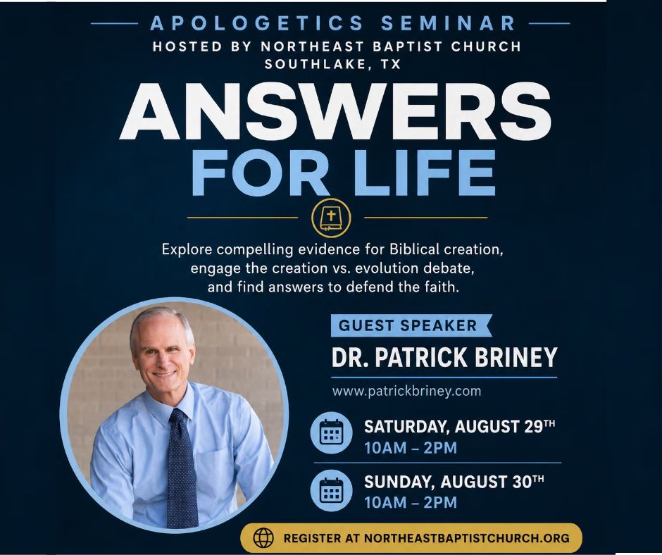 Dr. Patrick Briney profile in circle with dark blue background and white text.